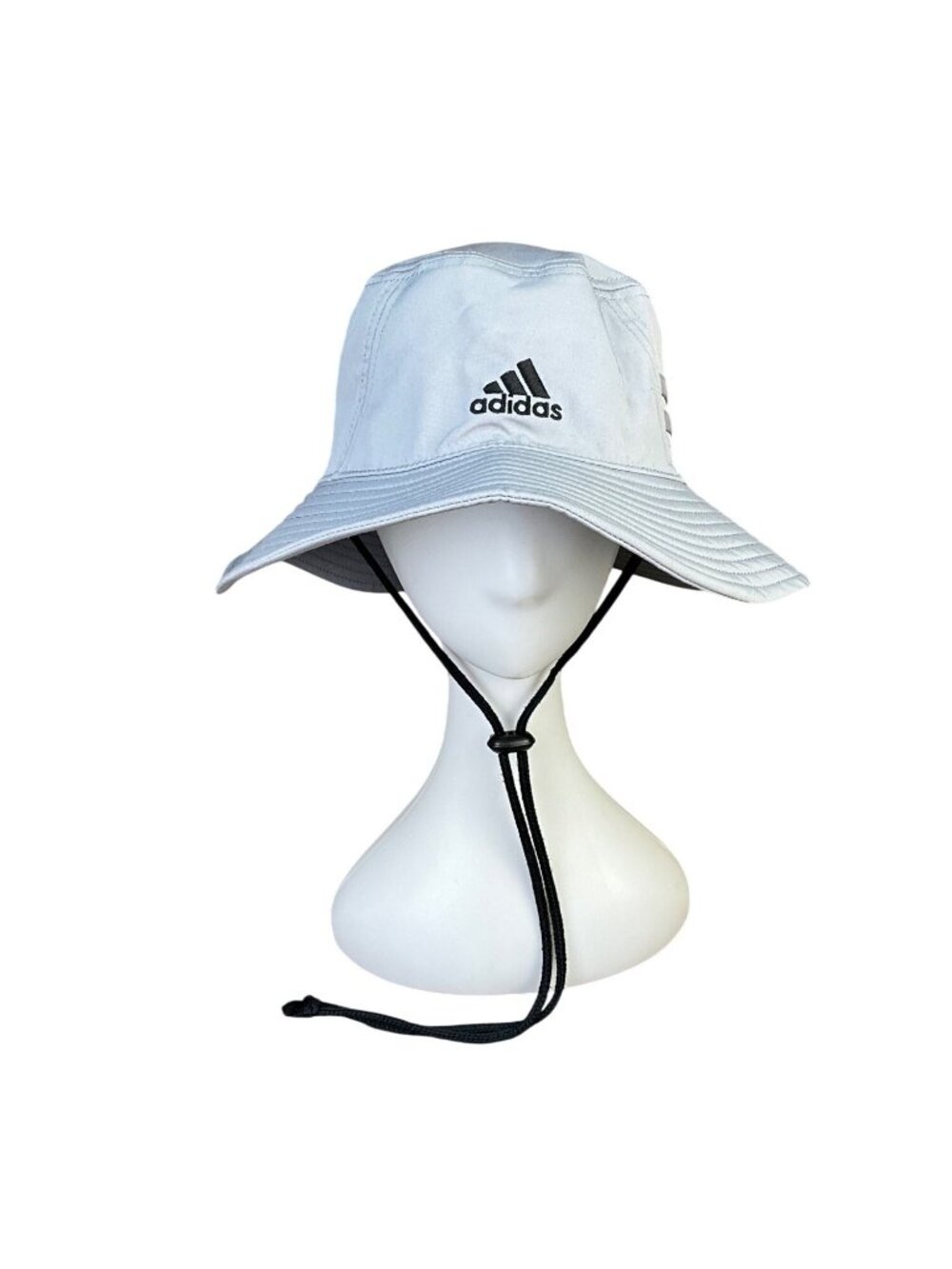 Adidas Unisex Light Gray Bucket Hat AEROREADY Adjustable Chin Strap